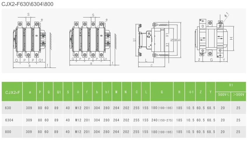 Aoasis Cjx2-F400 LC1-F400 400A Large Capacity Contactor Mechanical Interlock AC Contactor 3p