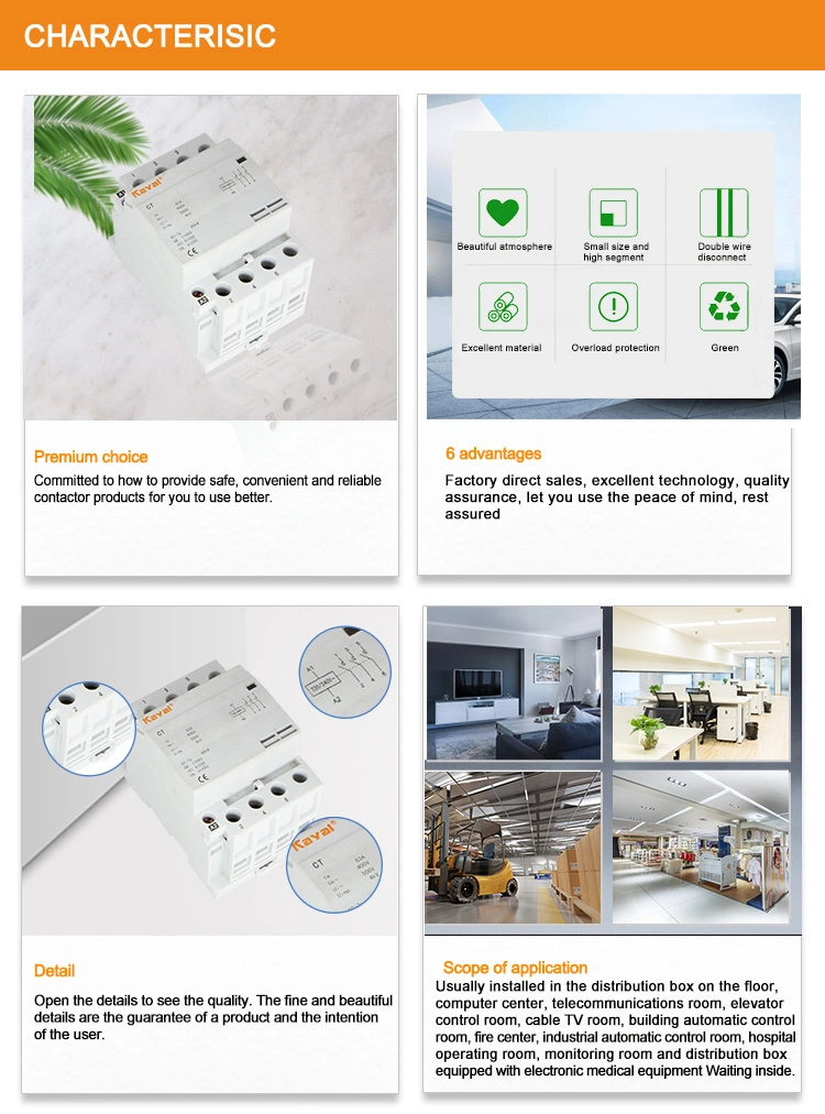 Home Household AC 220V Single Phase Magnetic Modular Contactor