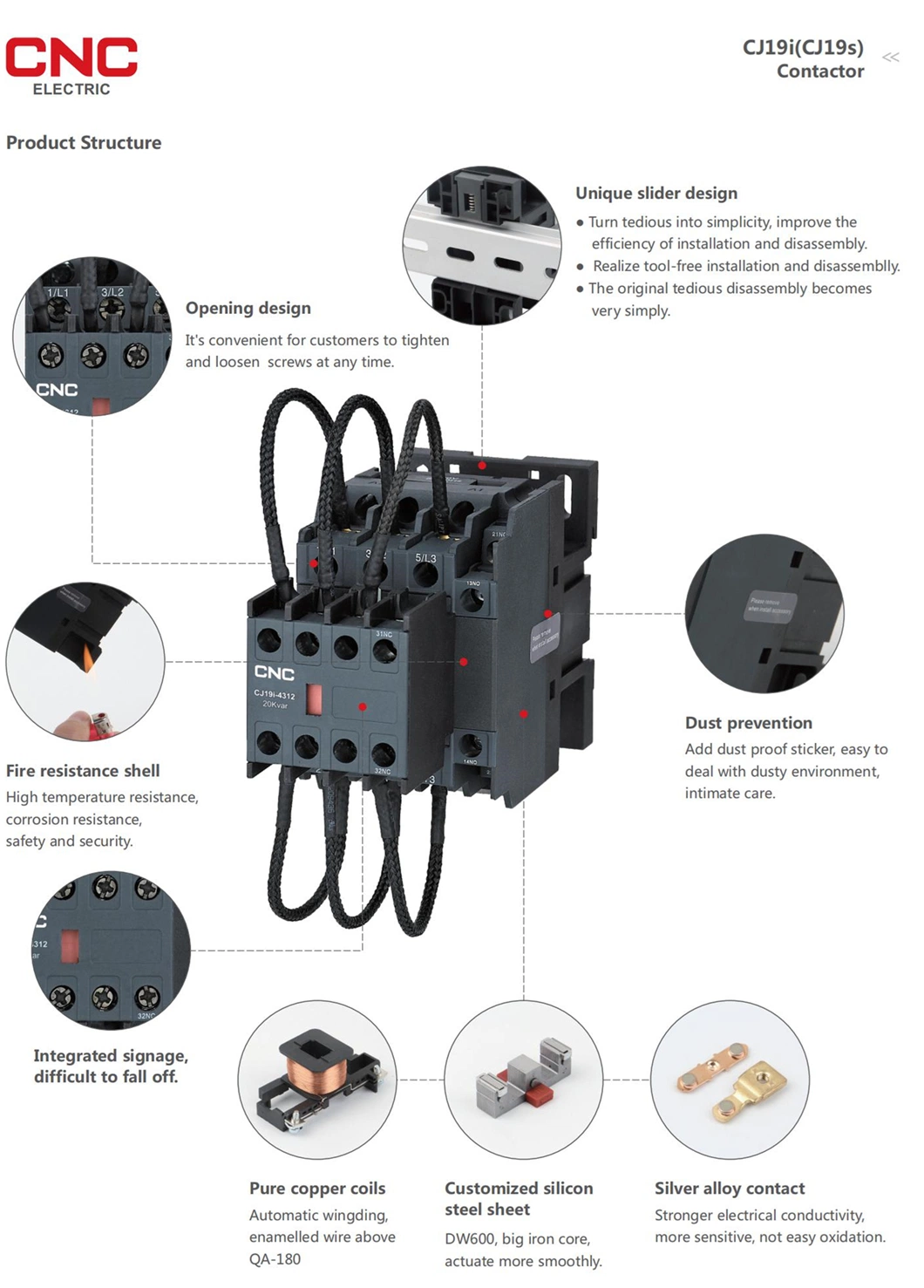 CNC Changeover Capacitor AC Contactor Cj19c High Quality 110V 220V 380V Electric Contactor (CJ19)