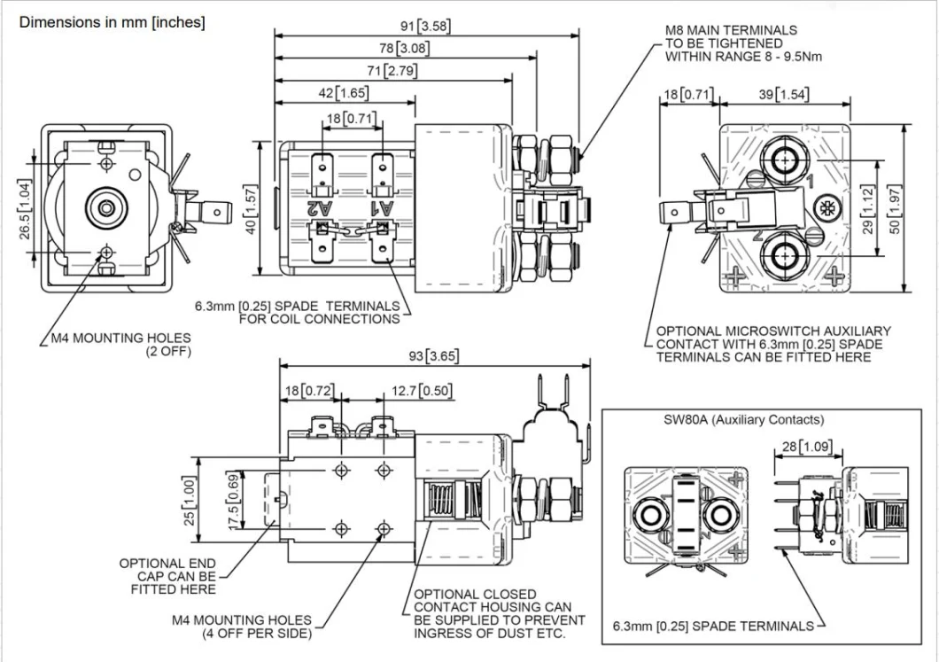 Albright Sw80-65 24V Sw80b-156 48V / 125A Forklift / Golf Cart Contactor