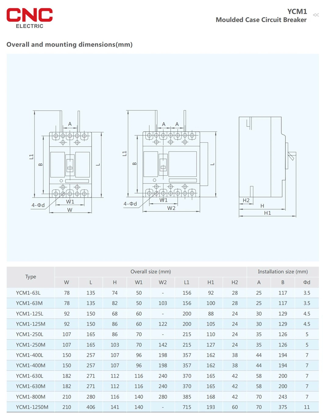 CNC China Professional Manufacture Ycm1 MCCB 100AMP