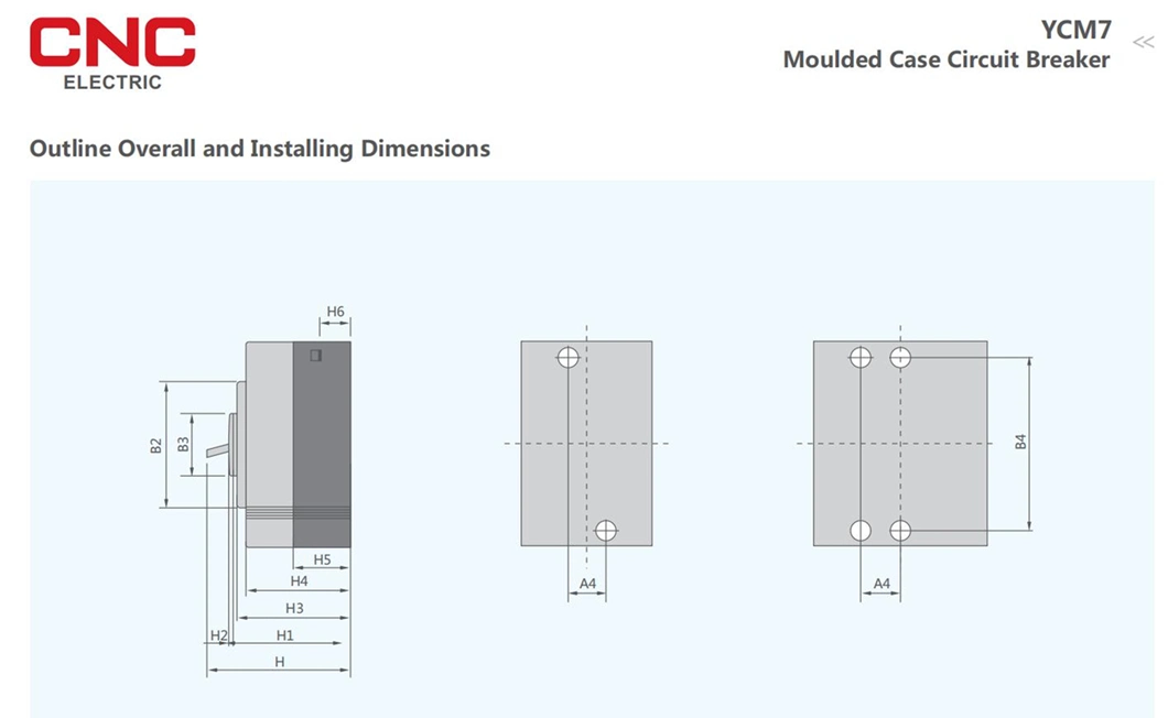 Ycm7 Series 63A~800A 3p 4p Moulded Case Circuit Breaker (MCCB) with Ce, Eac Certification