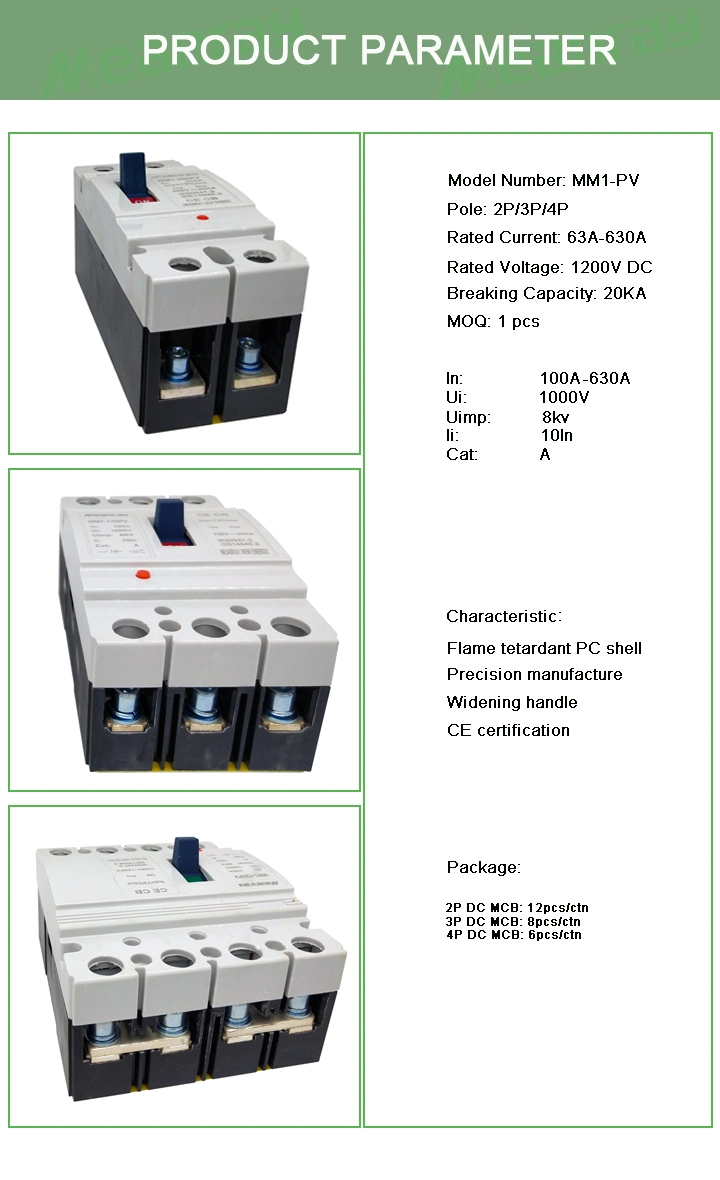 Solar System 1000V Moulded Case Circuit Breaker PV 225A 250A 4p MCCB