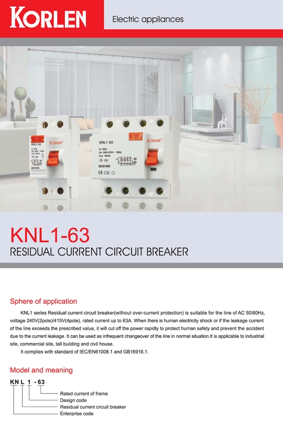 High Quality 3p Ezc Compact Circuit Breaker Knl1-63