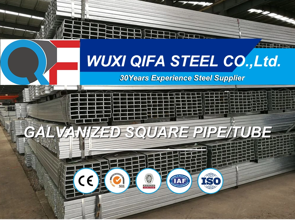 Manufactue Supply Galvanised Steel Gp Hollow Section Gi Pipe Square Pre-Galvanized Square Steel Pipe Tube Powder Coat Construction Steel Tube