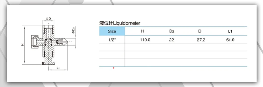 Stainless Steel Food Grade Top Mounted Clamp Liquid Level Gauge