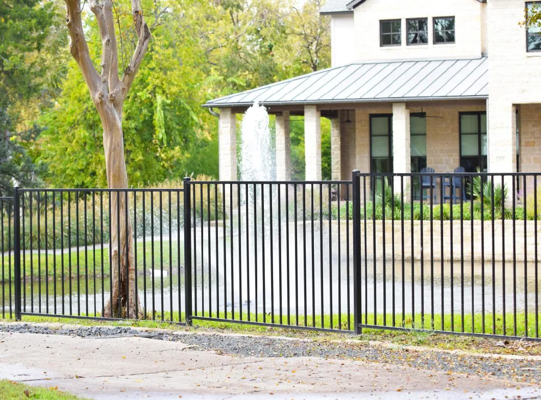 Wrought Iron Hand Railing Flat Top Aluminum Fence Panel New Design Stair Balustrade Iron Steel Fence Square Pipe Railing Design Electric Fence