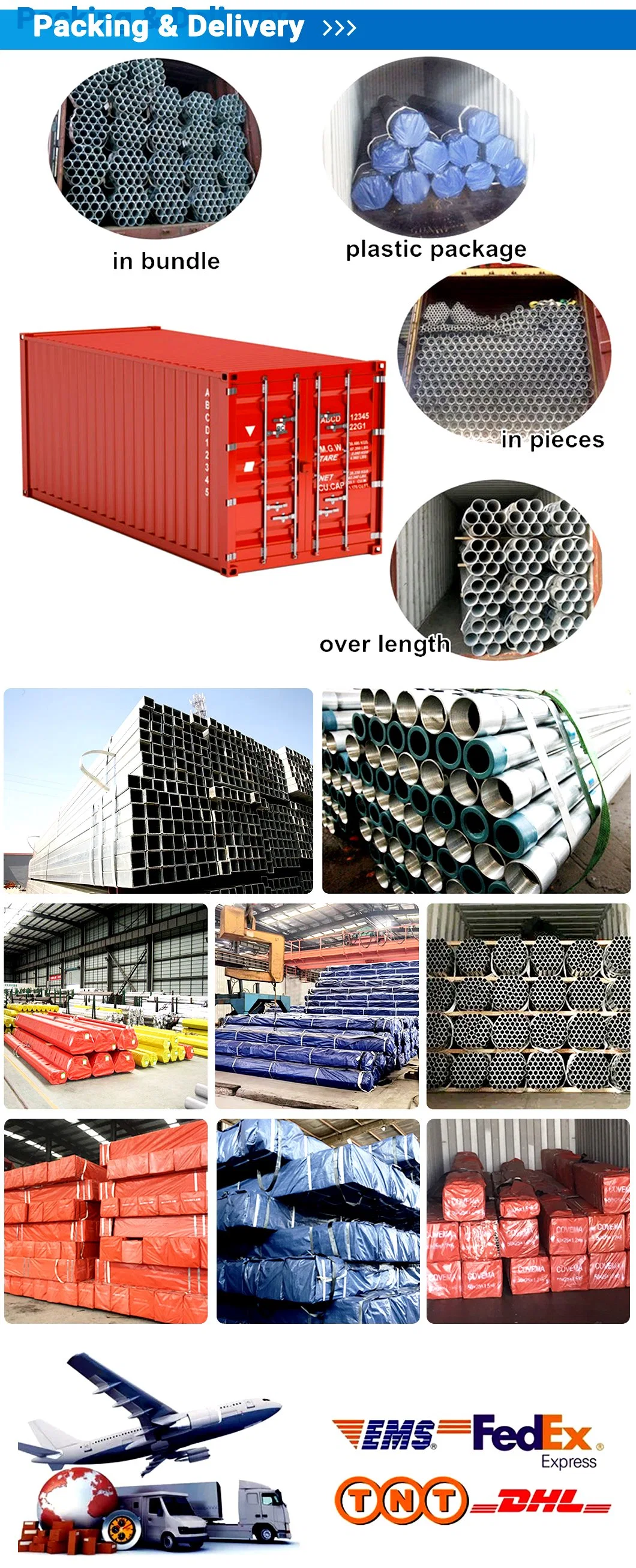 Galvanized Steel Pipe/Tube in Stock Galvanized Rectangular Structural Steel Pipe/Tube