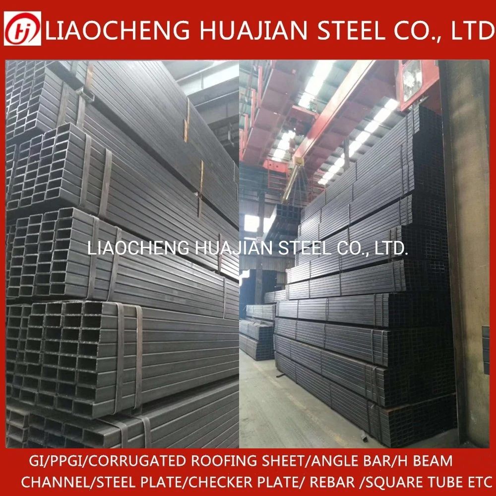 Q235B Q355b 100X100 Square Steel Tube Supplier ERW Galvanized Black Square Rectangle Tube Hollow Section