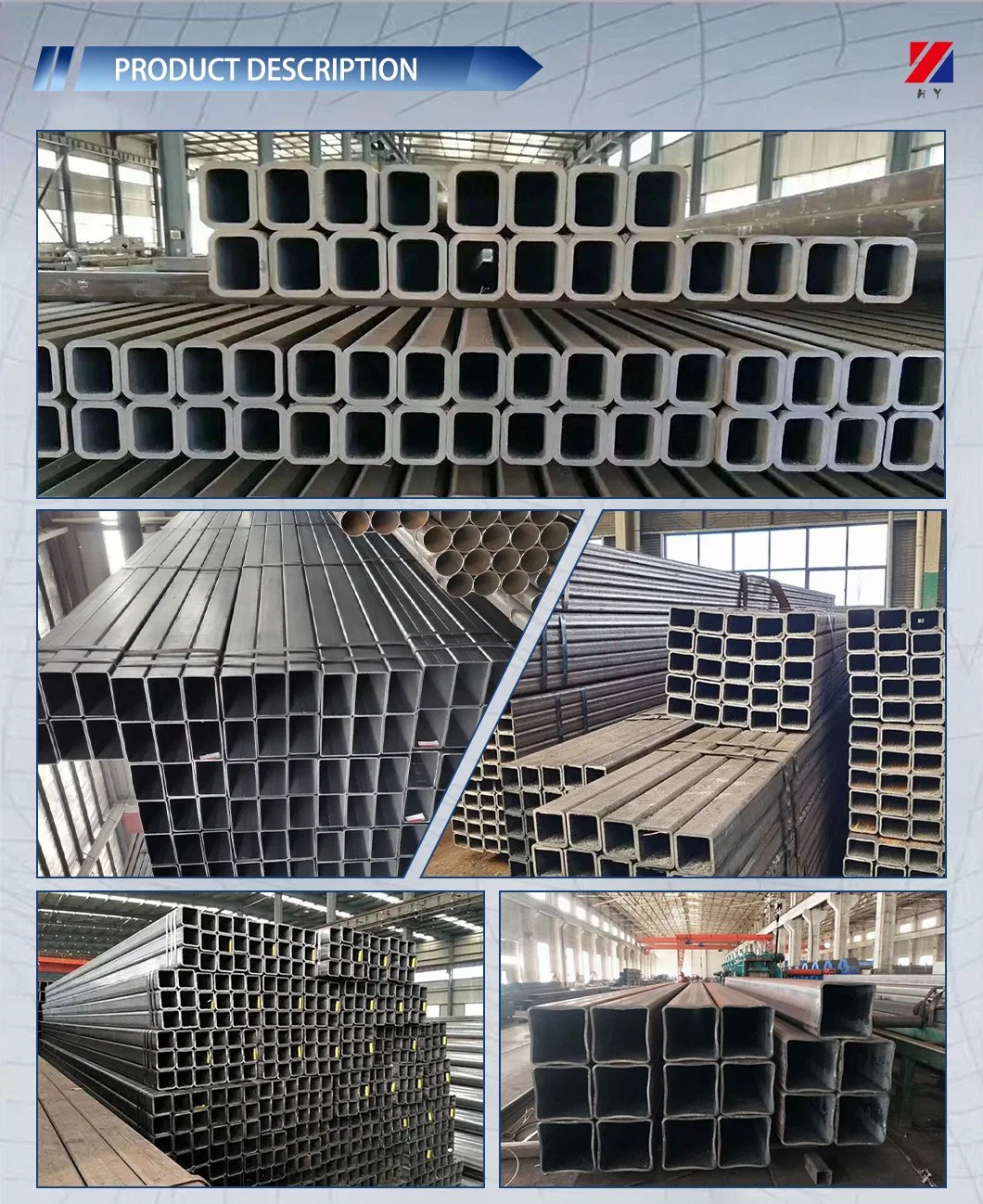 Hollow Section Hot Rolled Rectangular Carbon Steel Tube Weld Galvanized Square Steel Pipe Tube Tubing