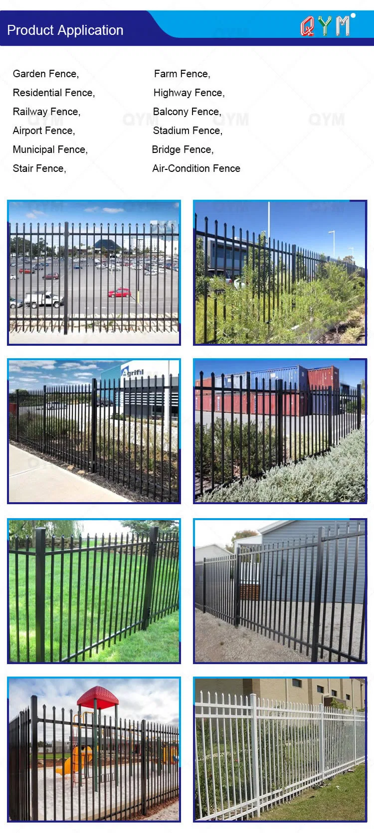 Iron Fence Panels Wrought Black Square Tubing Picket Fence