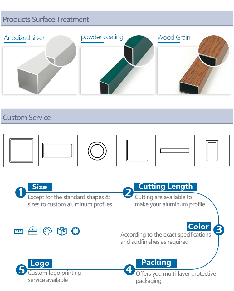 Aluminum Tube Manufactures Anodized Extruded Aluminium Tube Rectangular Tubing Square/Round Pipe