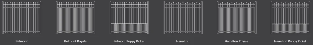 Residential Pressed Top Security Fencing Wrought Iron Fence 32mm Dra Square Pipe Iron Railing Design Picket Steel Fence Panel Guardrail Metal Fence