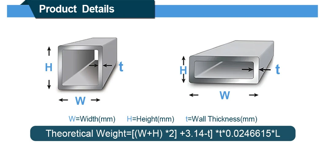 Rectangular Metal Tubing Square Metal Tubing 30mm*50mm*3mm Galvanized Steel High Quality