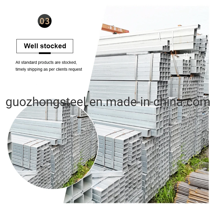 Ms Seamless Steel Square Pipe Zinc Coated 40*40mm Galvanised Steel Square Tube