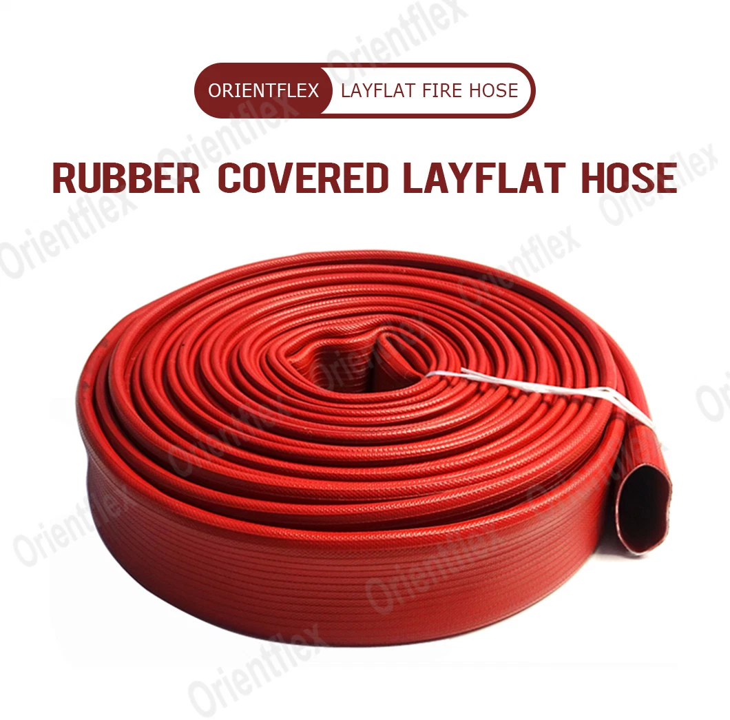 NBR Rubber Orange Yellow Water 1.5 1 3 6 Inch Firefighter Lay Flat Hose Pipe