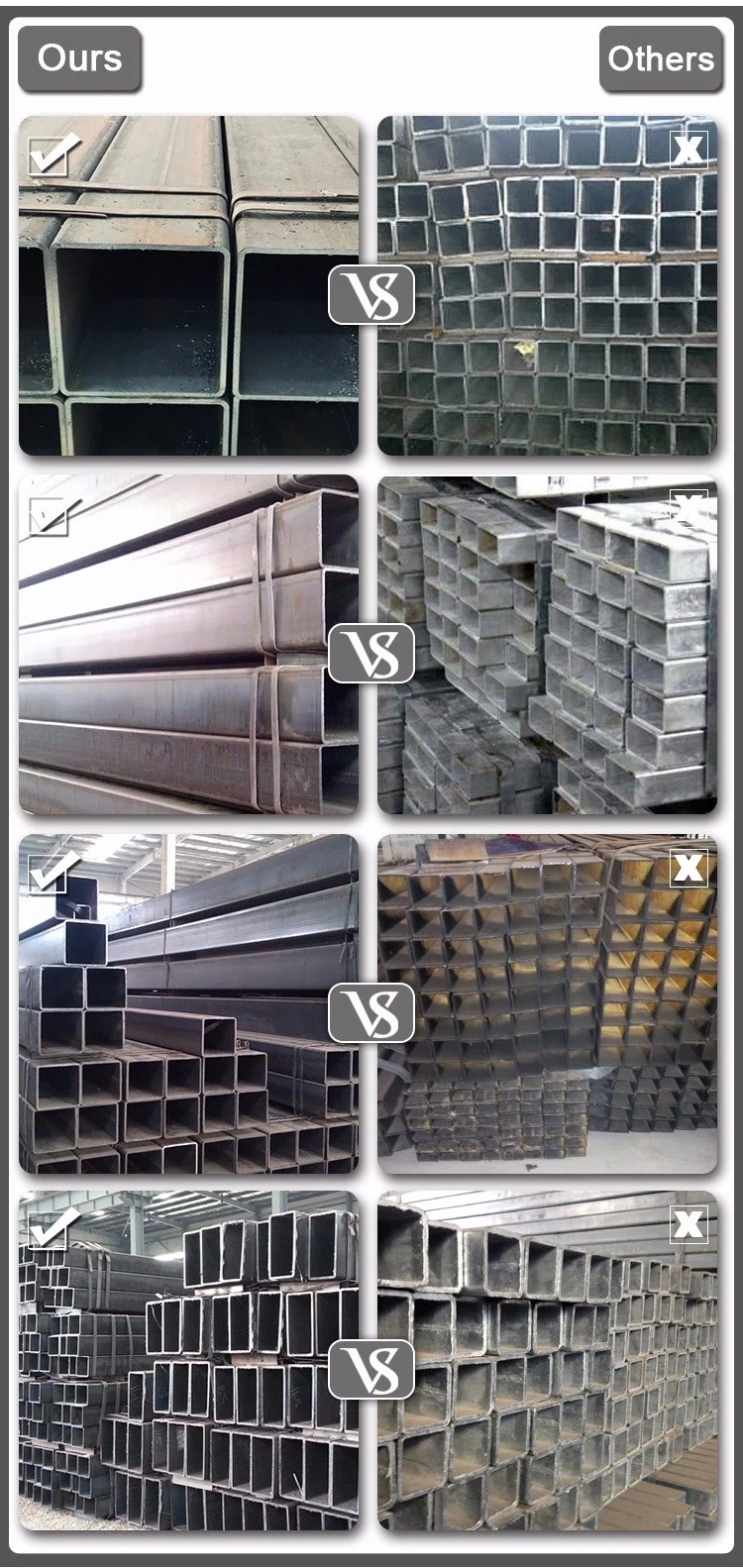 Manufacturer Welded Steel Square Pipe Profile Carbon Square Hollow Section Steel Pipe