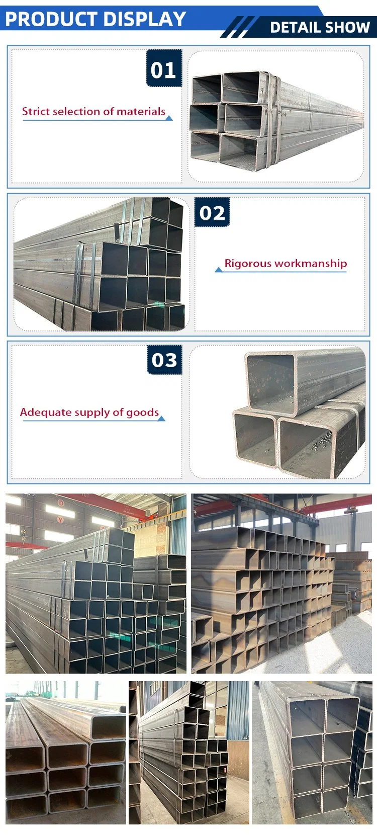 Q235 Square / Rectangular / Round Black Welded Steel Pipe Steel Tube Hollow Section