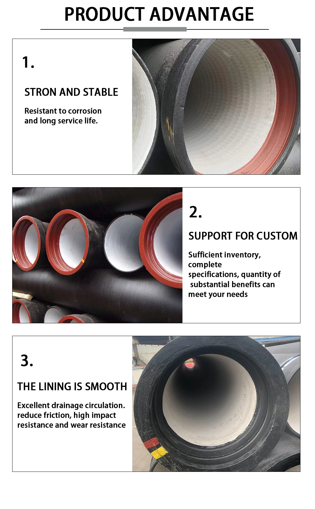 Fire Fighting DN500 Centrifugal Ductile Iron Pipe for Water Transport