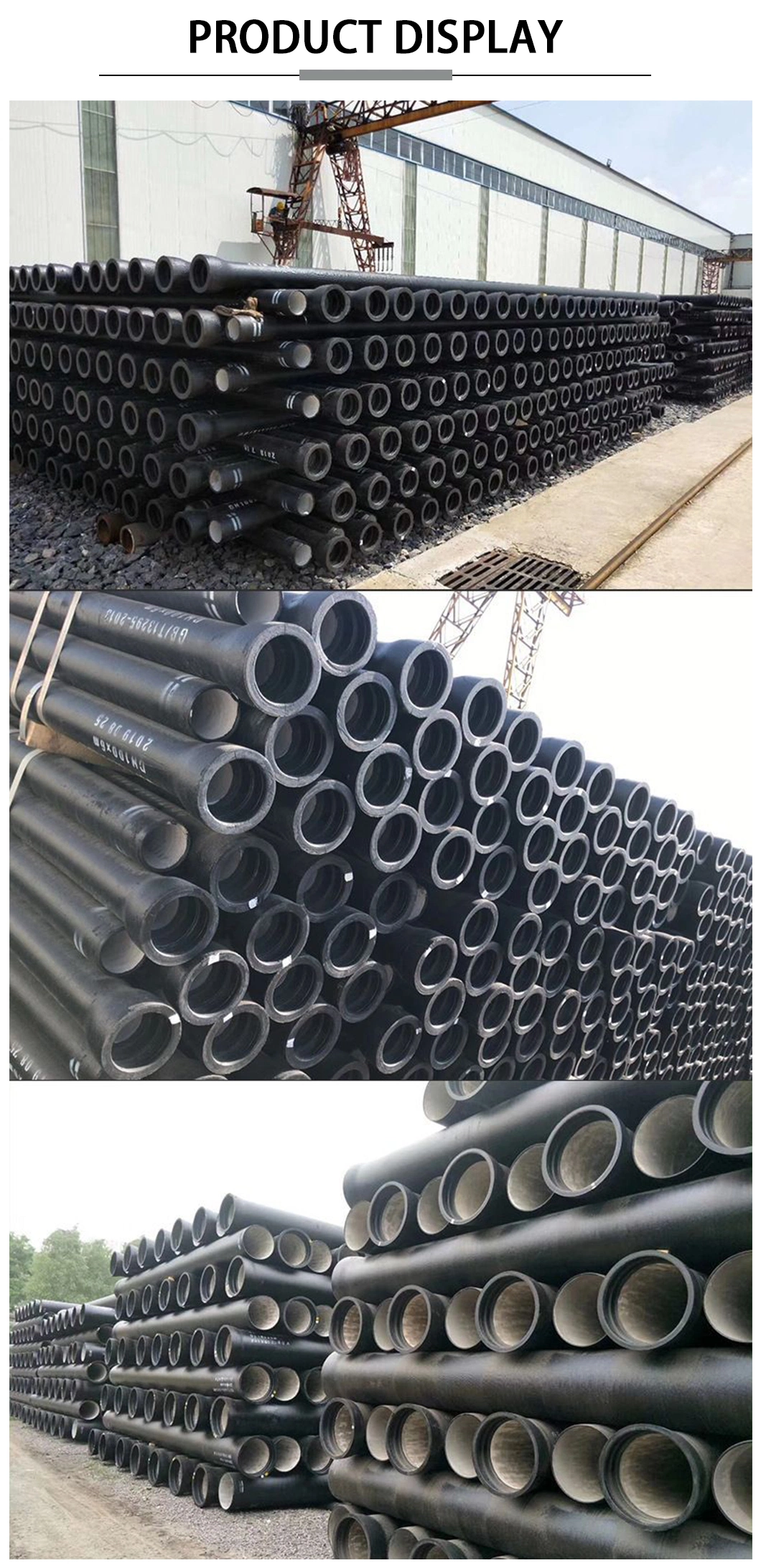 Fire Fighting DN500 Centrifugal Ductile Iron Pipe for Water Transport