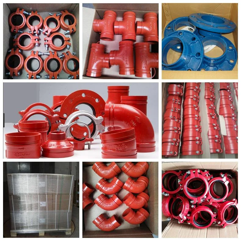 Ductile Iron Blue Color Fire Fighting Grooved Pipe Fittings