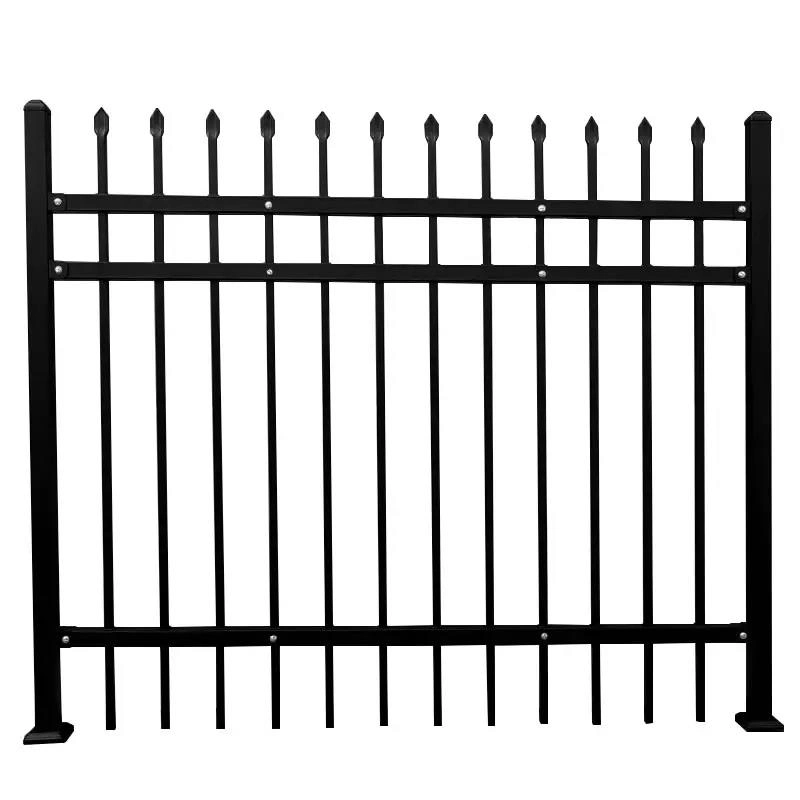 Easy Installation Aluminum Fence Panel Guardrail Pressed Top Metal Fencing Wrought Iron Security Steel Fence Square Pipe Iron Railing Design Privacy Wall Fence