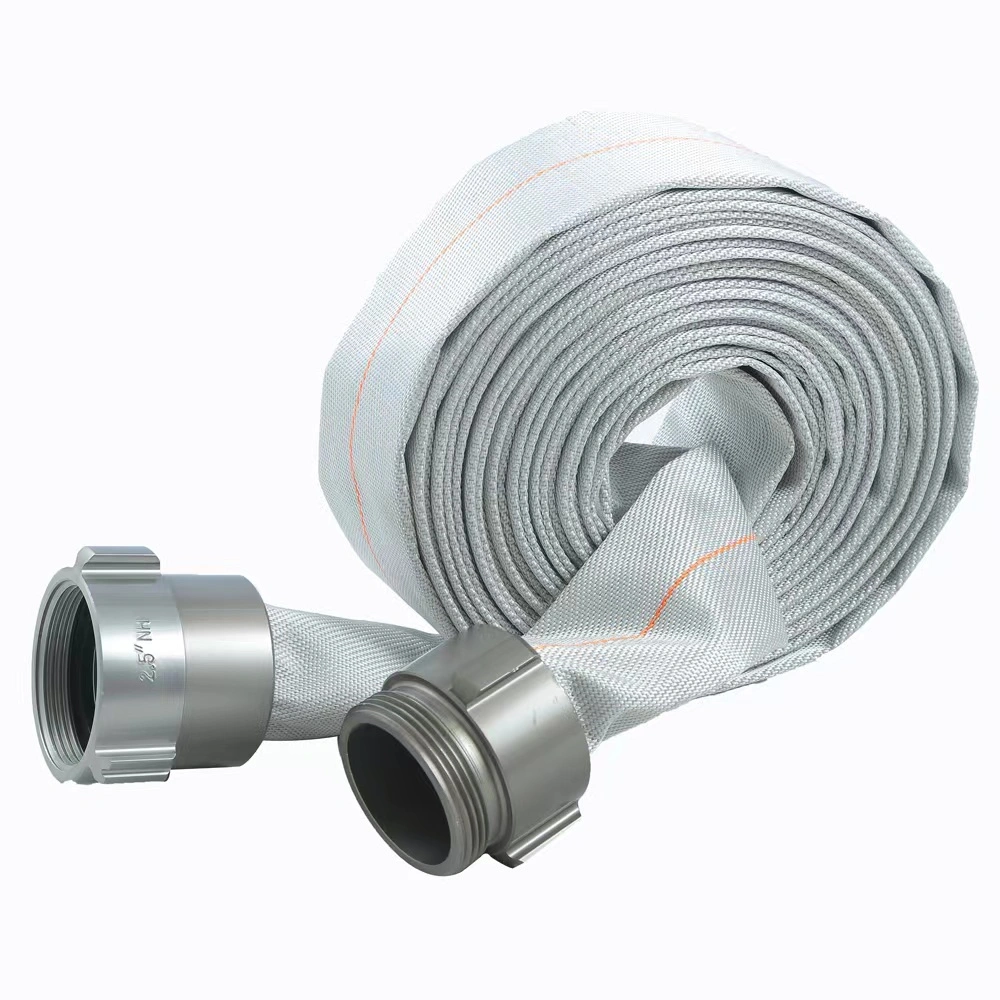 Good Quality Canvas Flat 2.5 Inch 8-16 Bar PU Lining Firefighter Hose with Coupling