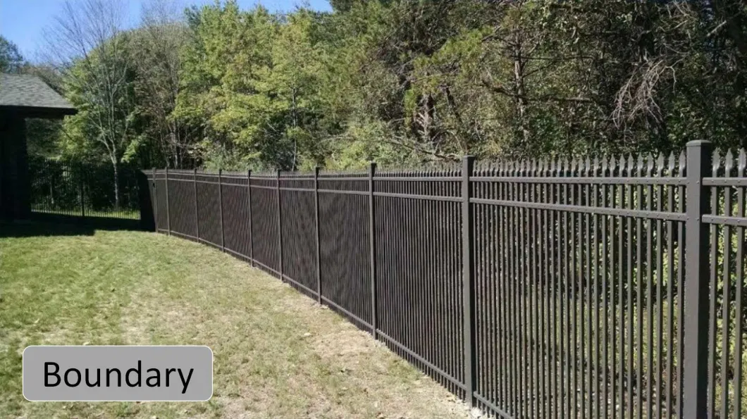 Easy Installation Aluminum Fence Panel Guardrail Pressed Top Metal Fencing Wrought Iron Security Steel Fence Square Pipe Iron Railing Design Privacy Wall Fence