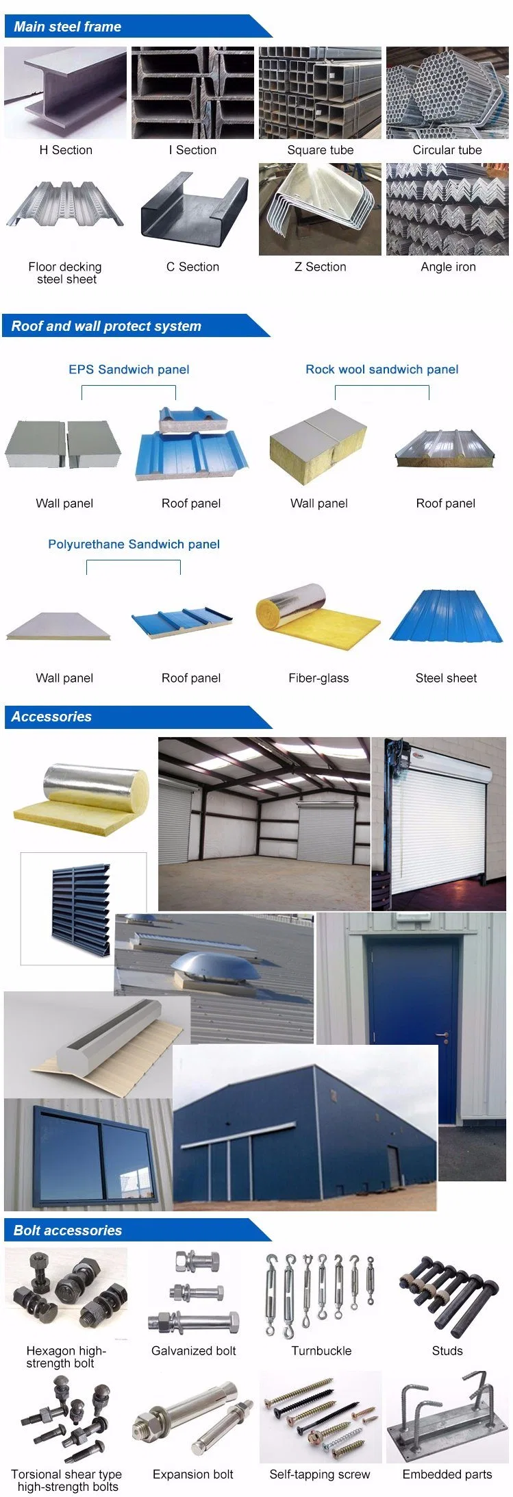 Light Type Industrial Construction Low Cost Prefabricated Warehouses Steel Structure