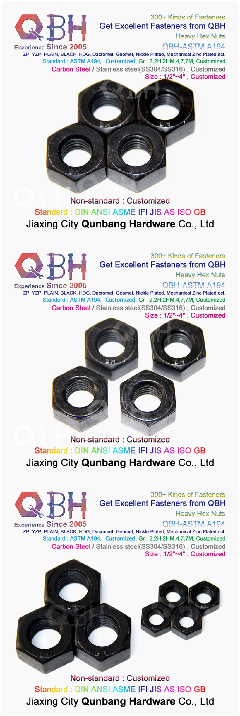 Qbh OEM A194 Steel Structure Frame Part Walkway and Floor Fabricated House Workshop Platform Bridge Heavy Structural Roofing Hexagon Hexagonal Hex Nut Fittings