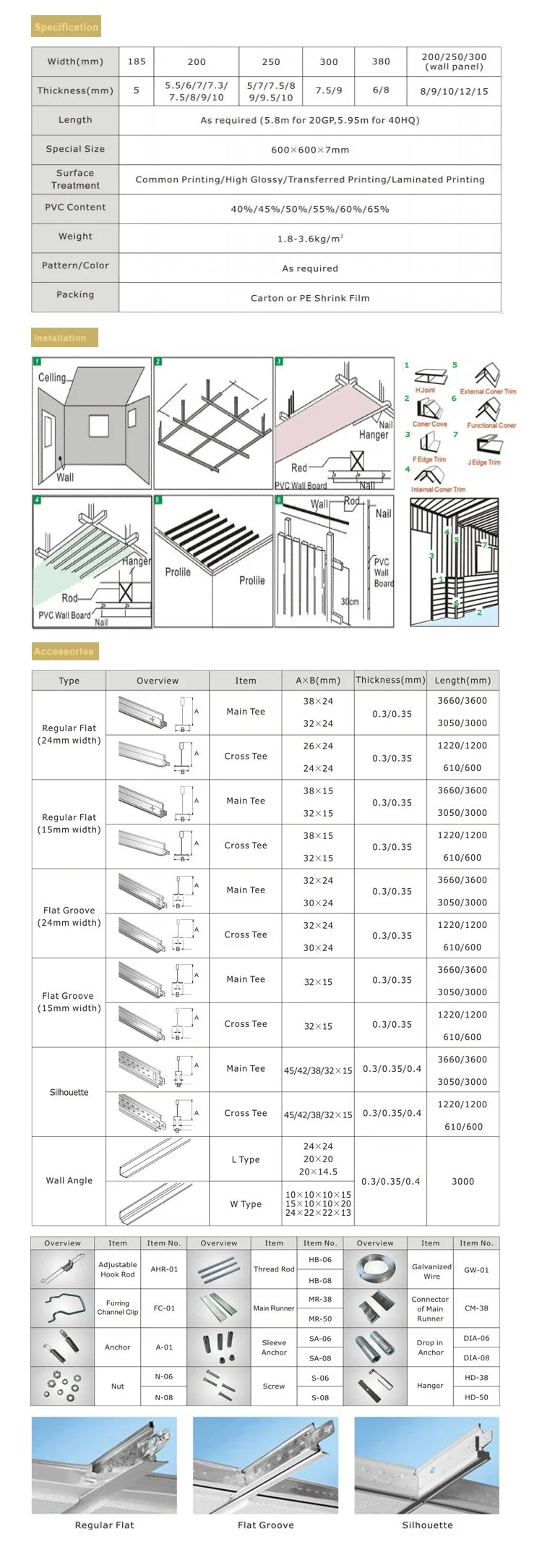 Waterproof Plafond Lambris PVC Suspended Tubular False Ceiling Linning Panel 6m