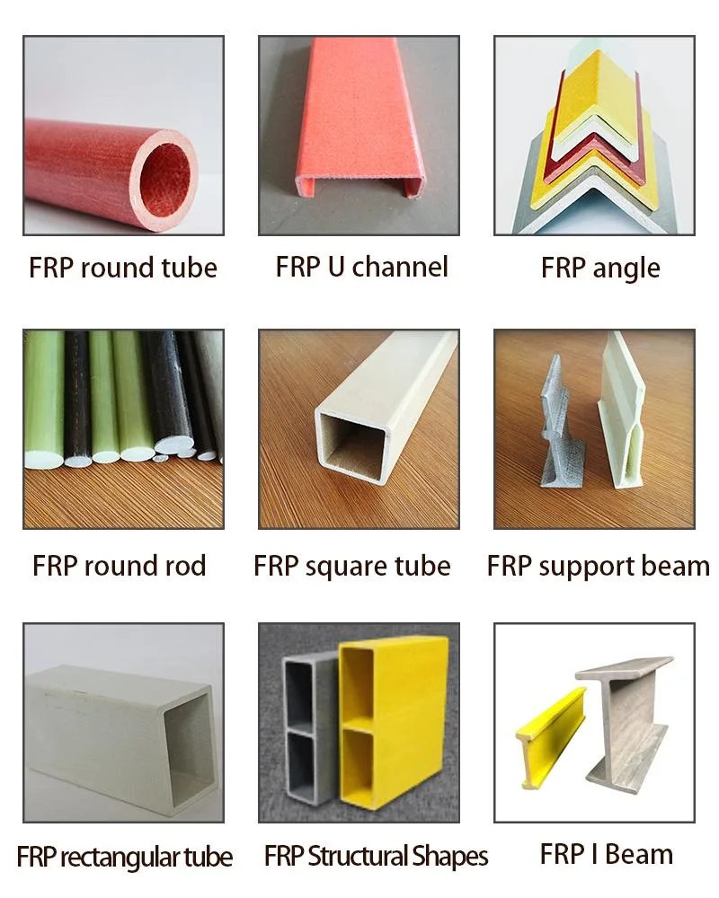 FRP GRP Pultrusion Fiberglass Profiles Composite Structural FRP Fiberglass Square Tubes