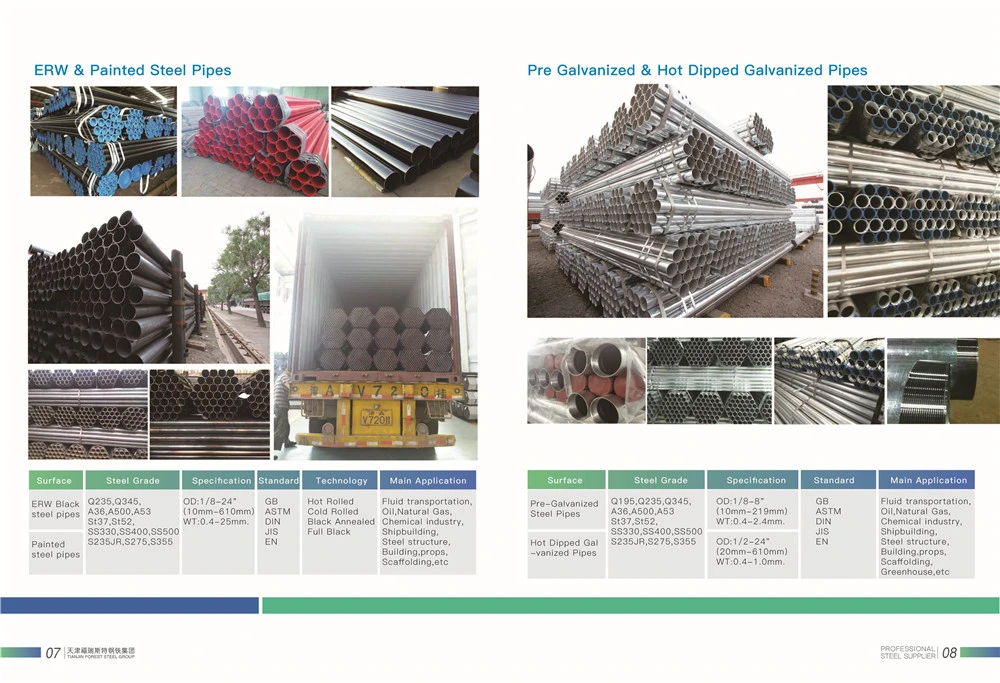 ASTM A500 Steel Pipe ERW Hollow Sections Structural Black ERW Pipe