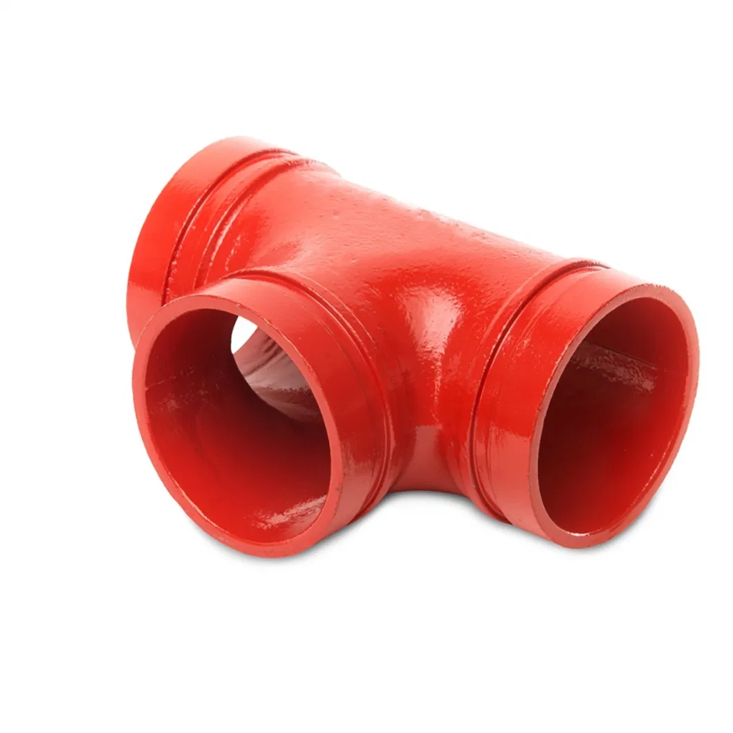 FM/UL Ductile Iron DN200 Grooved Equal Tee Pipe Fitting for Fire Fighting