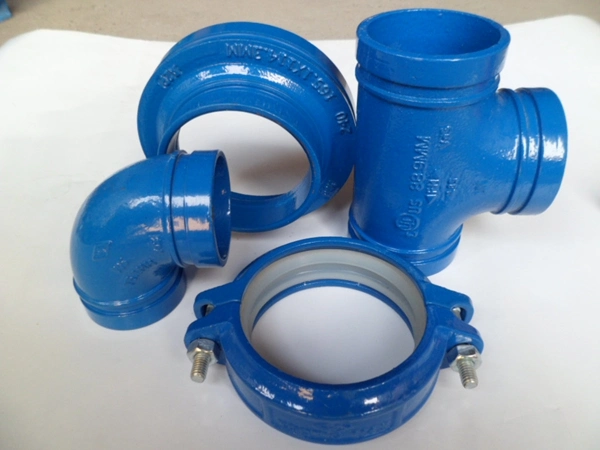 Ductile Iron Blue Color Fire Fighting Grooved Pipe Fittings