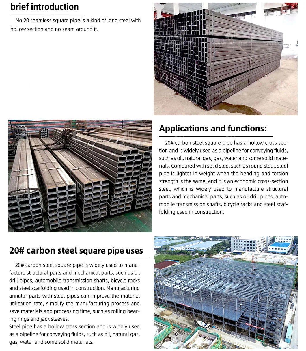 China-Supply ERW Welded/Seamless Q195 Black-Low-Carbon 5.8m-12m Length Hollow Rectangular Oiled-Tubular Square Tube