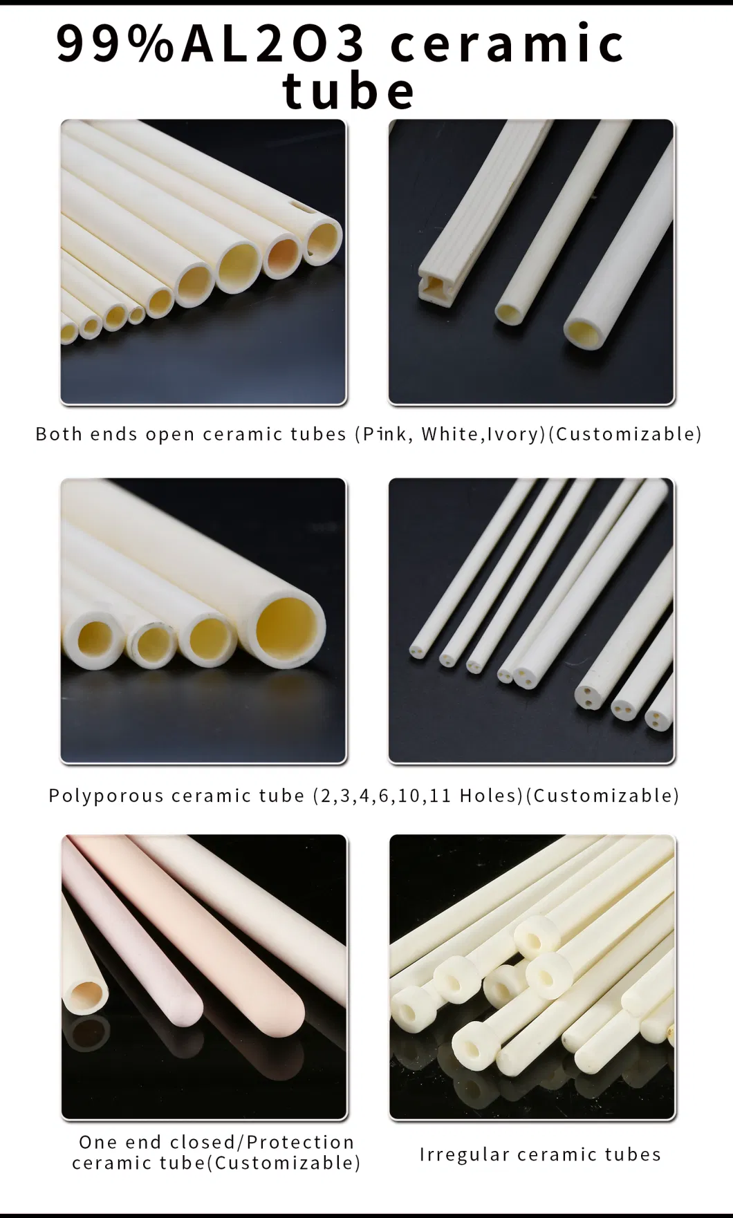 Square-Hole Alumina Ceramic Pipe