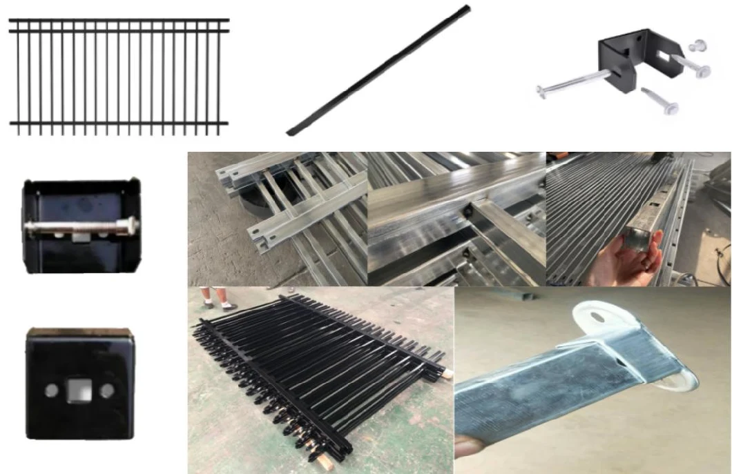 Wrought Iron Hand Railing Flat Top Aluminum Fence Panel New Design Stair Balustrade Iron Steel Fence Square Pipe Railing Design Electric Fence