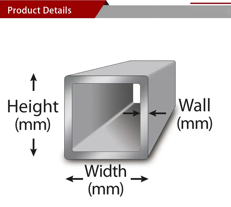 Shs Hollow Section Hot Rolled Rectangular A36 A53 Mild Steel Tube Welded Galvanized Square Steel Pipe