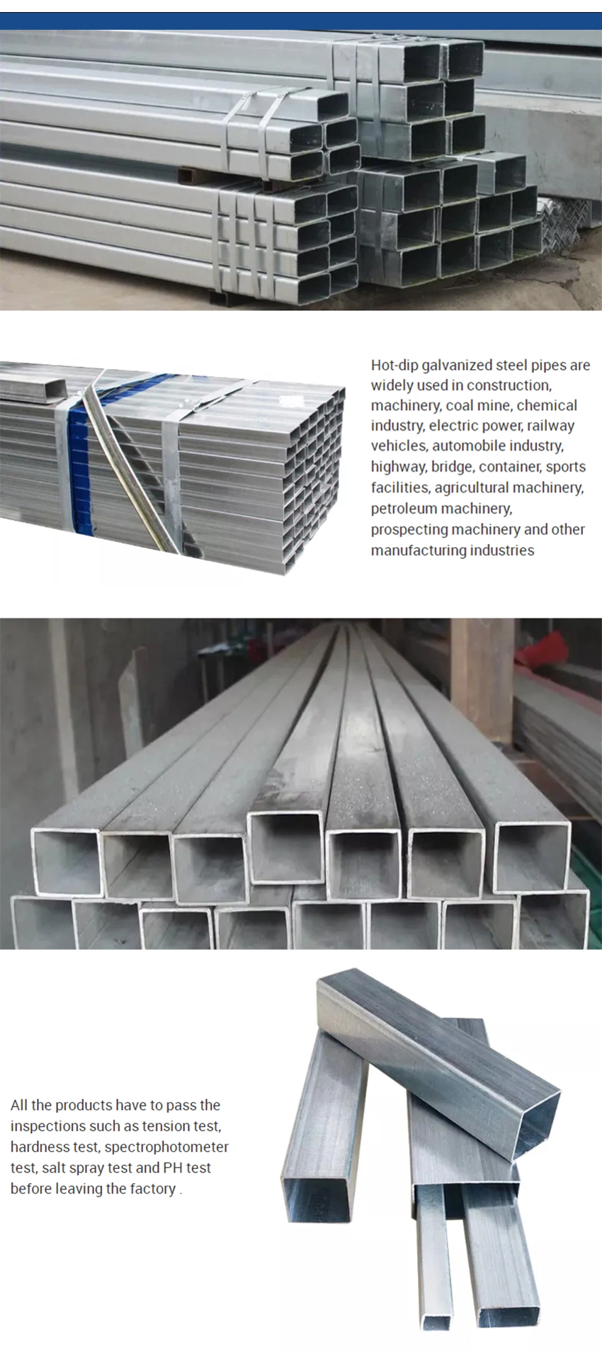 Factory Directly Supply 75X75 Tube Square Pipe/Galvanised Steel Square Tube/Square Top Lip Gloss Tubes