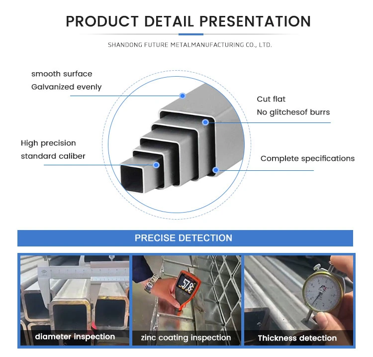 High Zinc Layer Square Tube for Curtain Wall 20*20-800*800 Thin-Walled Galvanized Square Tube