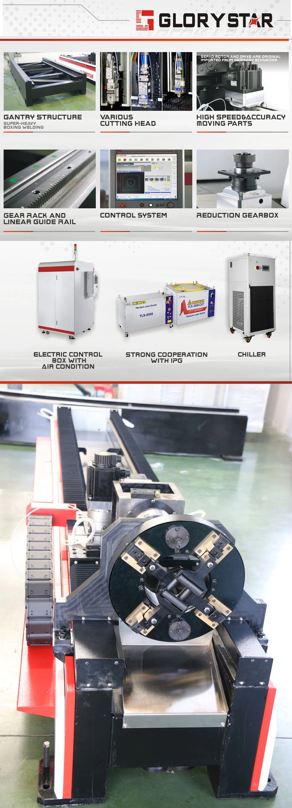 Fiber Laser Cutterbar for Cutting Plate and Tube GS-3015g GS-4020g for Sports Equipment