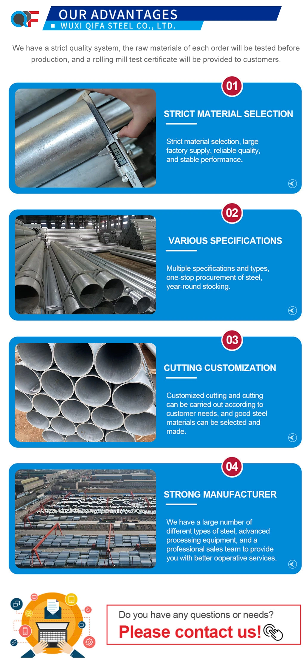 Price of 18 Gauge 1 Inch 1.5 Inch 2&quot; 2.5 Inch 4 Inch Round Pre-Galvanized Steel Pipe /Iron Pipe Galvanized Steel Pipe Tube China Made