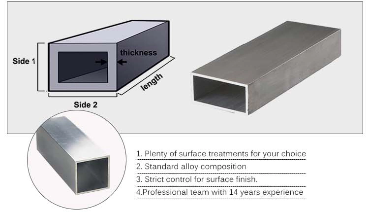 Powder Coated Aluminum Tube / Large Diameter Aluminum Square Tube Sizes