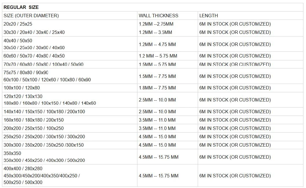 304 321 316L 304L 347H 316ti 904L 430 Brushed, Mirror 8K Polised Aolly ERW Square Rectangular Steel Pipe Tube Hot-DIP Galvanized Mild Ms Gi Hollow Section Tube