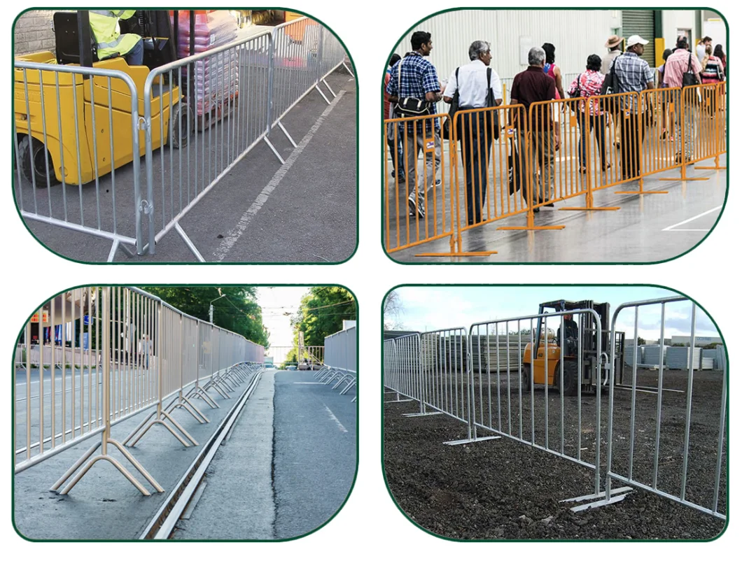 Powder Coating Square Tube Portable Barricade Fence/Steel Pedestrian Traffic Barrier Fence for Road Safety