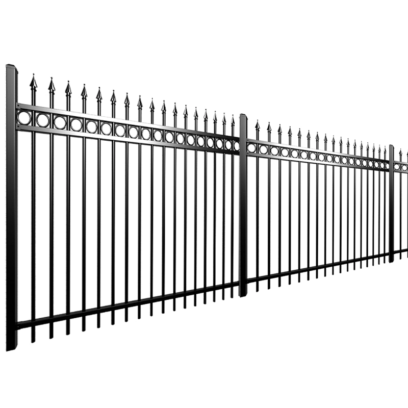 Black Powder Coated Galvanized Steel Square Tube Fence Designs Portable Steel Fence