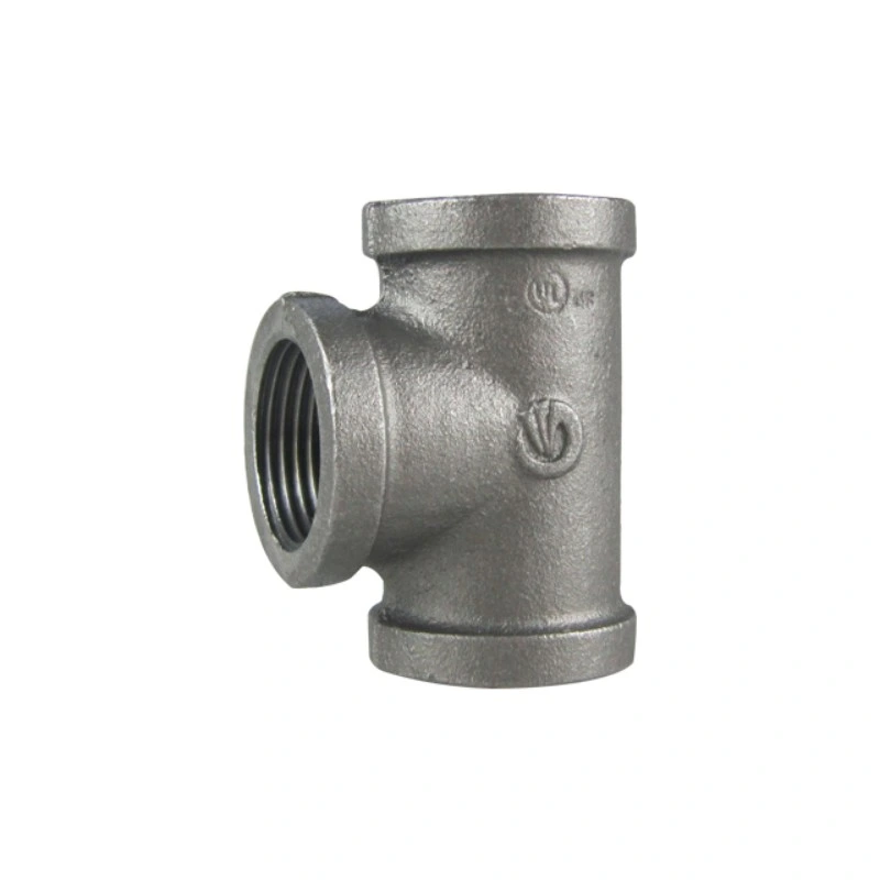 Black/Galvanized NPT/BSPT/DIN Malleable Cast Iron Pipe Fitting Equal Tee