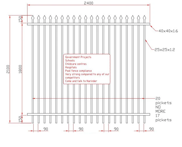 Good Quality Steel Square Tube Fence Panels High Security Fencing.