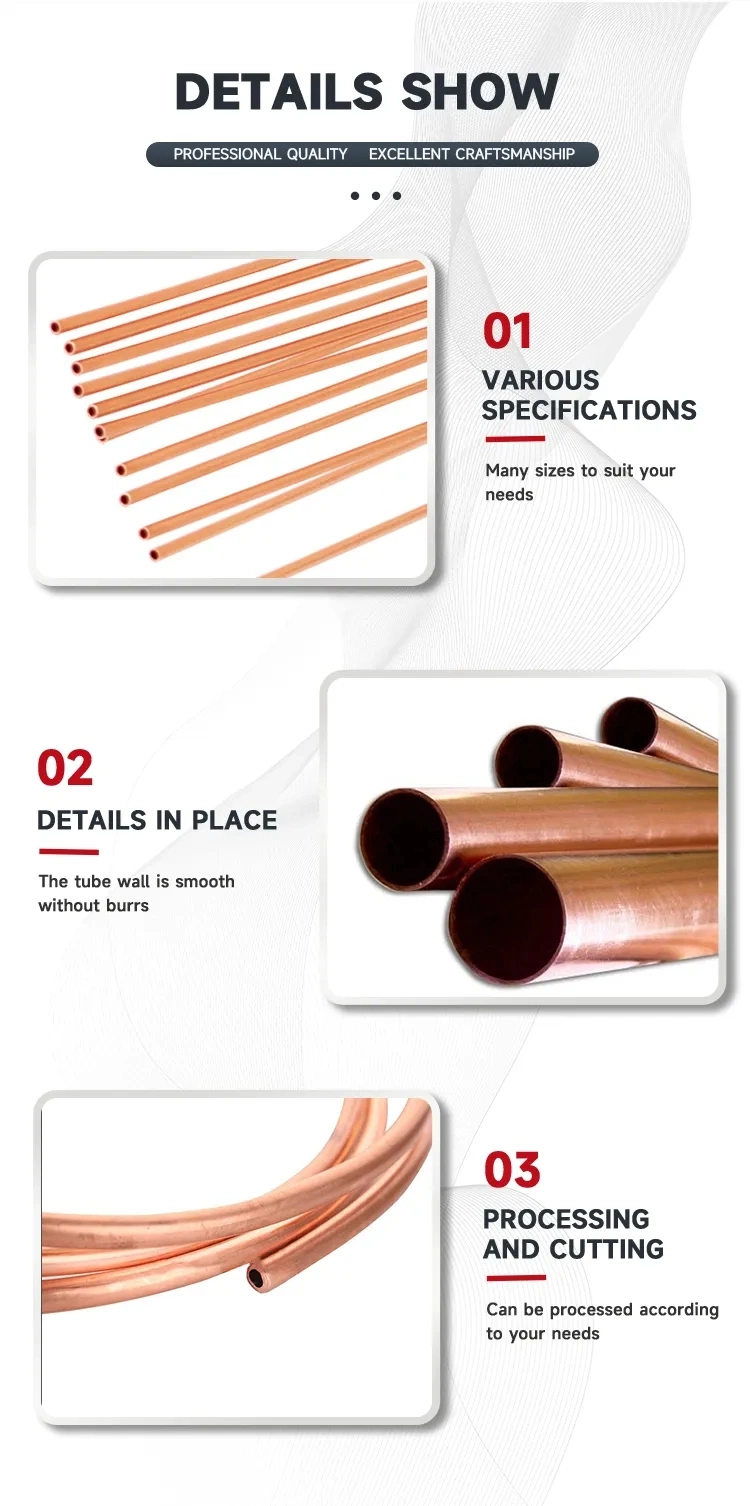 Straight Copper Tube Pipe Copper Tube for Medical Gas